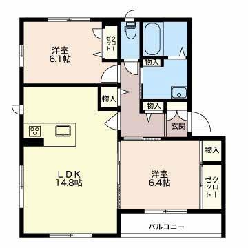 エルヴィータ(2LDK/3階)の間取り写真