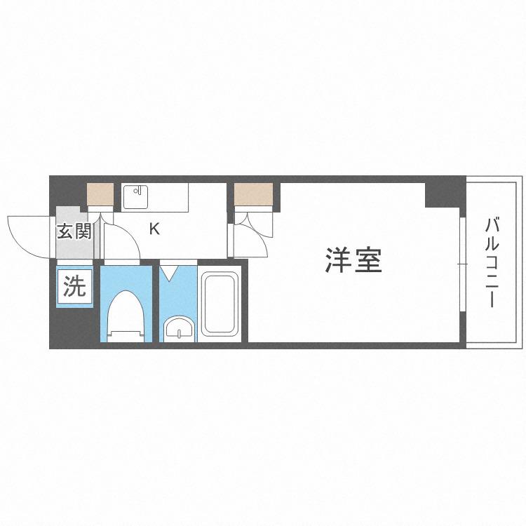 ドミール桜川II(1K/4階)の間取り写真