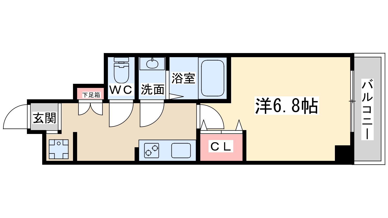 エスグランデ南森町(1K/6階)の間取り写真
