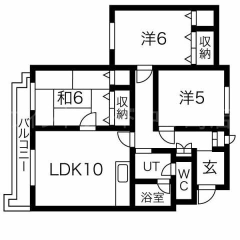 ロワイヤルハイム山鼻(3LDK/2階)の間取り写真