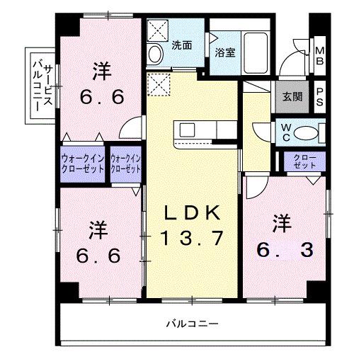 UELA LUXE(3LDK/3階)の間取り写真