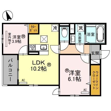 BONHEUR明石(2LDK/1階)の間取り写真