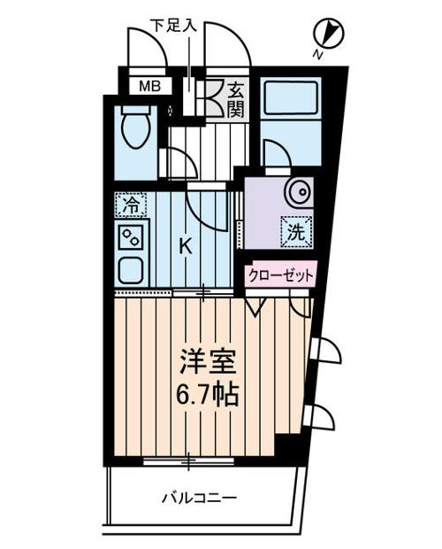 クオーレ西新宿(1K/1階)の間取り写真