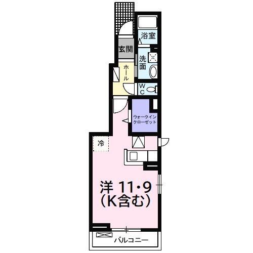 ジュピテール(1K/1階)の間取り写真