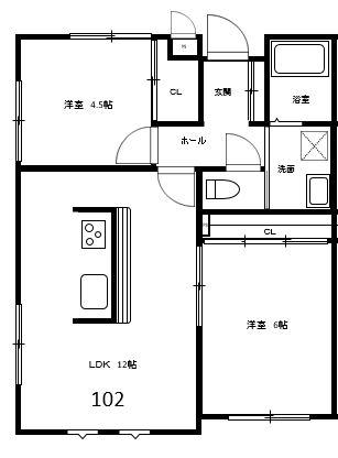 ケンジントンハウス(2LDK/1階)の間取り写真