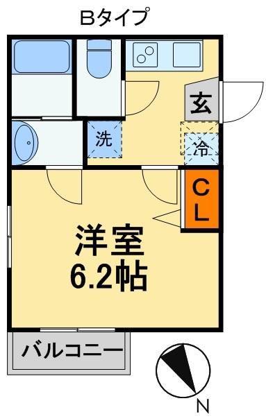 アクアオーラ(1K/1階)の間取り写真
