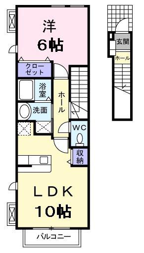 サンライズ・ヴィラ II(1LDK/2階)の間取り写真