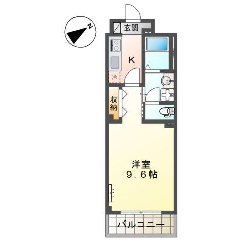 西区五才美町マンション(1K/3階)の間取り写真