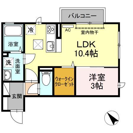 ブルーム ローズ B棟(1LDK/1階)の間取り写真