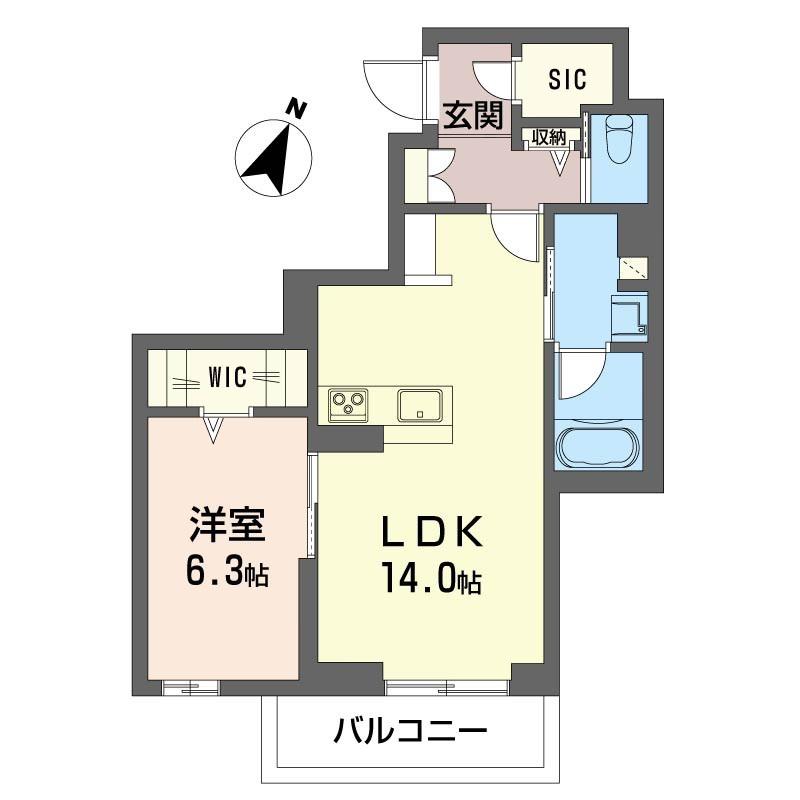 プレシュー航空公園(1LDK/1階)の間取り写真