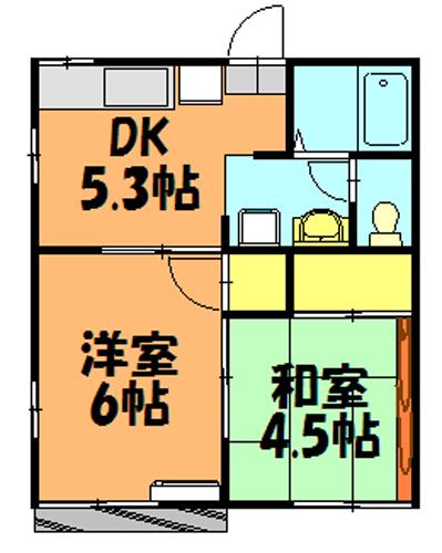 メゾンナルセ(2DK/1階)の間取り写真