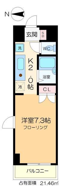 松葉ビル(1K/4階)の間取り写真