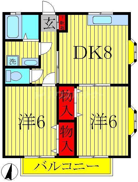 ラビズフォア(2DK/1階)の間取り写真