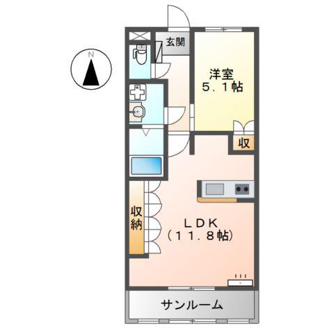 エスポワール22(1LDK/1階)の間取り写真