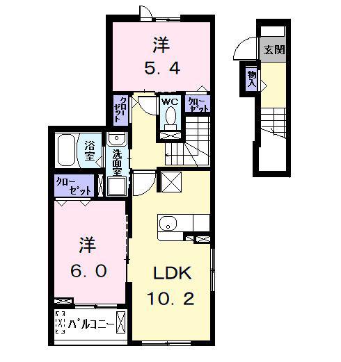 クレール・アンジュII(2LDK/2階)の間取り写真