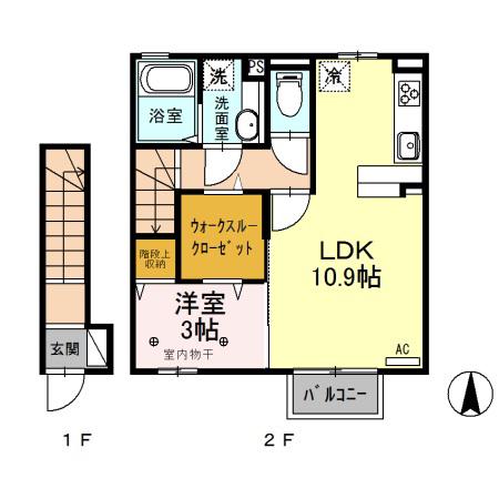 ウィット SW II(1LDK/2階)の間取り写真