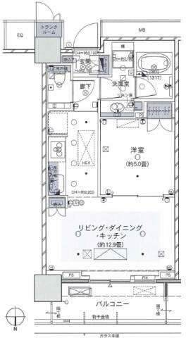 ザ・パークハウス晴海タワーズクロノレジデンス(1LDK/37階)の間取り写真