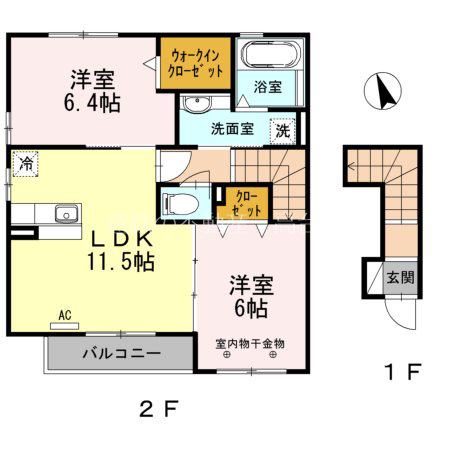 カーサ・フェリーチェ(2LDK/2階)の間取り写真