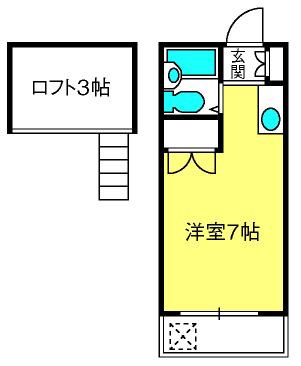 キャロットハウス稲荷町(ワンルーム/1階)の間取り写真