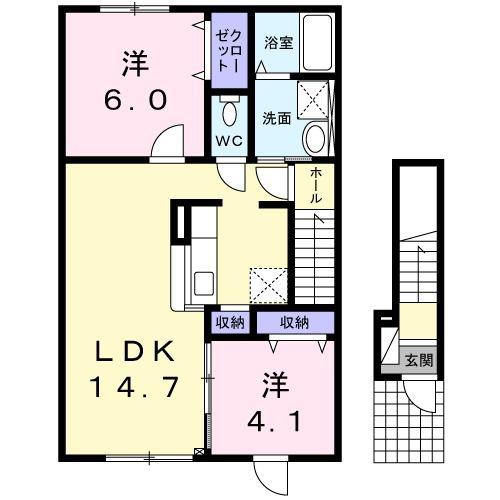 ヴィオーラ(2LDK/2階)の間取り写真