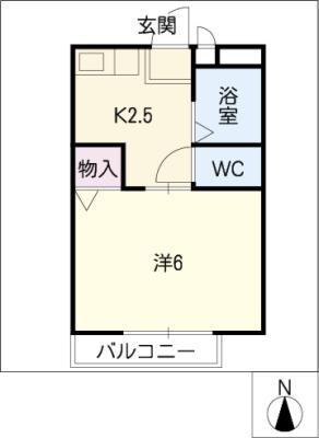 アルカディア慧(1K/2階)の間取り写真