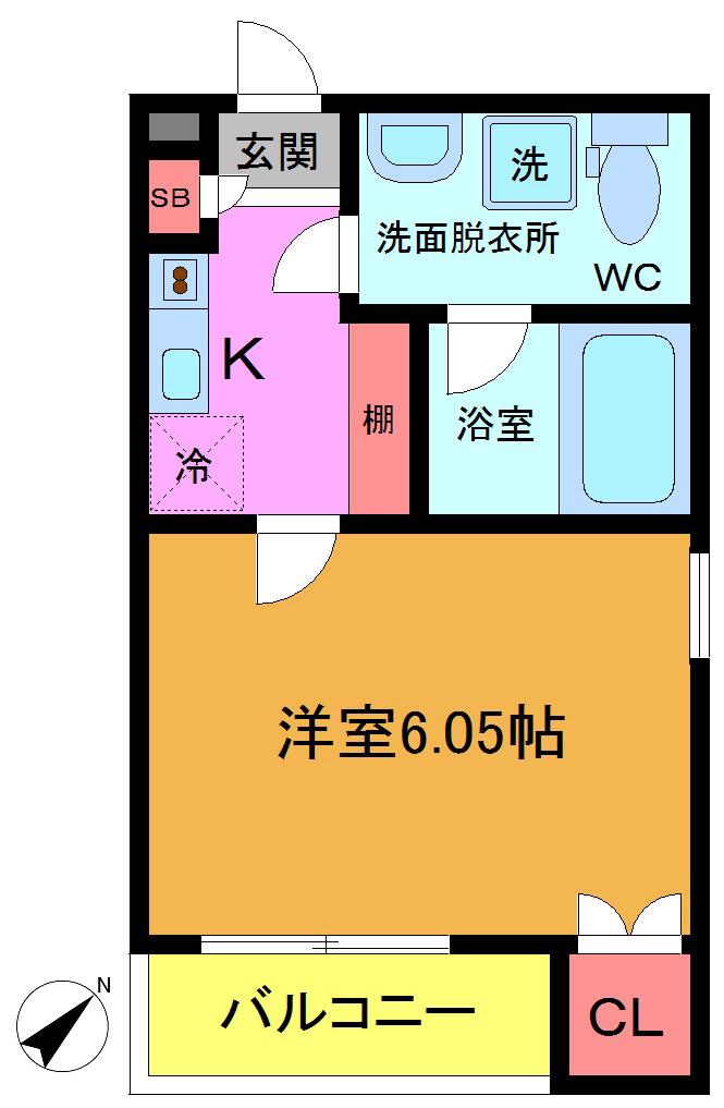 SAP市川VI(1K/2階)の間取り写真
