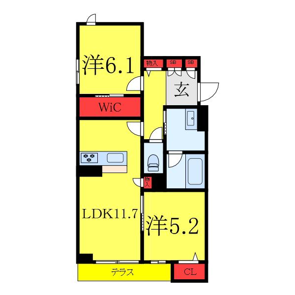 ＪＲ京浜東北線 西川口駅 徒歩11分 3階建 築1年(2LDK/1階)の間取り写真