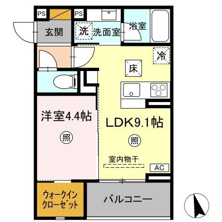 D-INVEST東原B B(1LDK/1階)の間取り写真