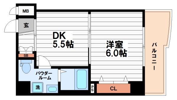 メゾン・デ・ノムラ東心斎橋(1DK/8階)の間取り写真