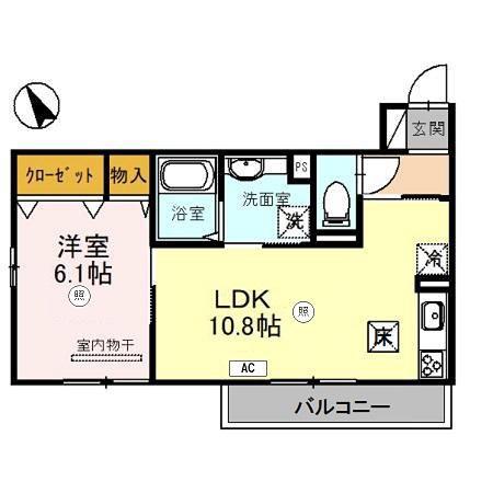 フラン岡(1LDK/1階)の間取り写真