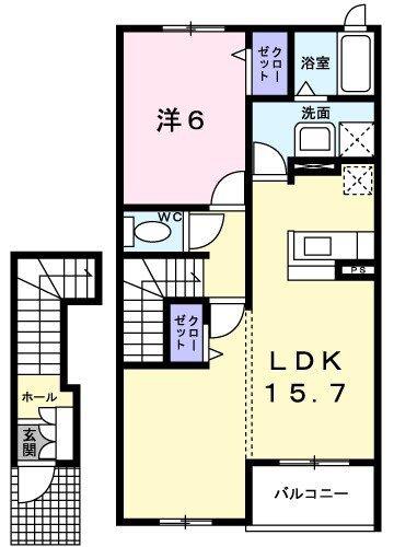 ルミナス・M(1LDK/2階)の間取り写真