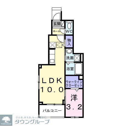 ヒカルサ笠幡(1LDK/1階)の間取り写真