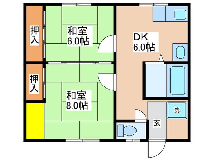 コスモスマンション(2DK/2階)の間取り写真