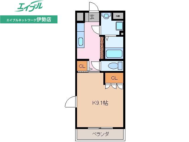 アンジュール(1K/1階)の間取り写真