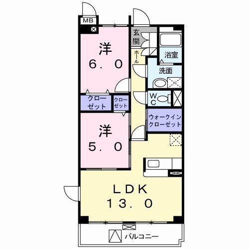 パラッツオ(2LDK/1階)の間取り写真