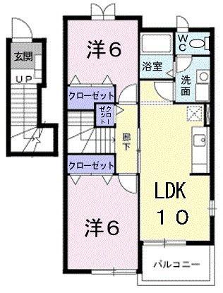 Nサンリットガーデン(2LDK/2階)の間取り写真