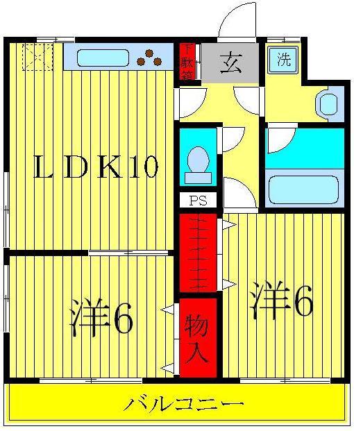 オークレア(2LDK/5階)の間取り写真