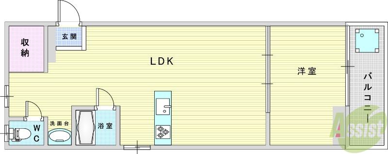 ローズコーポ新大阪第一(1LDK/2階)の間取り写真