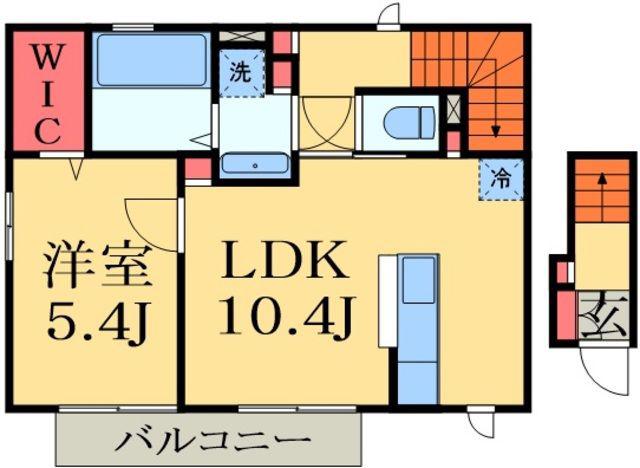ル・シェル・ブルー(1LDK/2階)の間取り写真