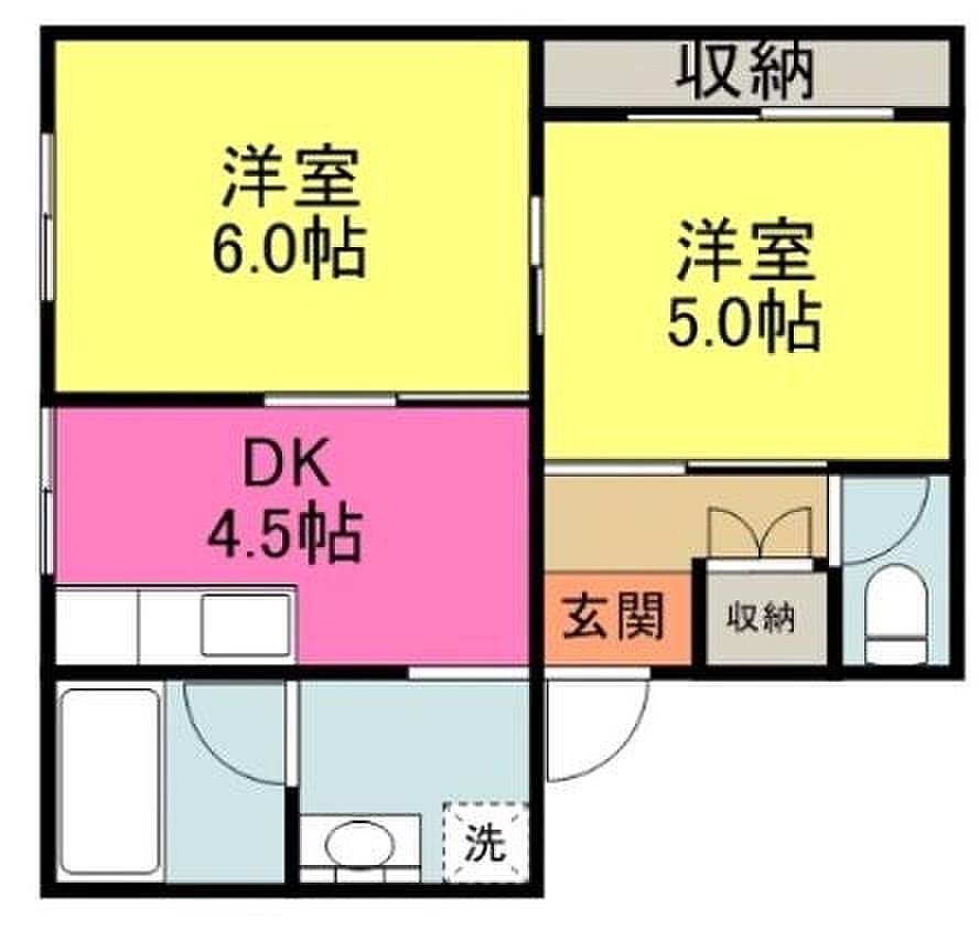 グレースタカツキ(2DK/2階)の間取り写真