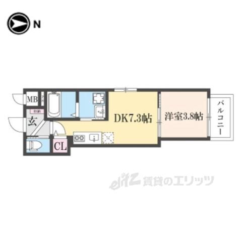 YUMAISON ウエスト(1DK/3階)の間取り写真