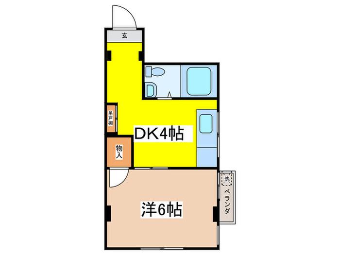 ロイヤル千早町(1DK/1階)の間取り写真