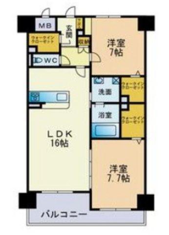 ラ・シルフィード博多駅南(2LDK/10階)の間取り写真