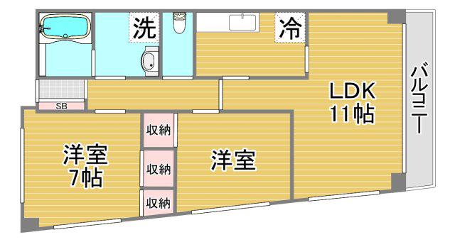 サンバレー・ファイブ(2LDK/3階)の間取り写真