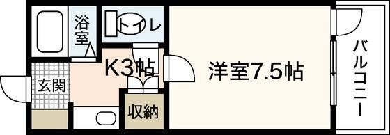 クレックスヤマシタ(1K/2階)の間取り写真