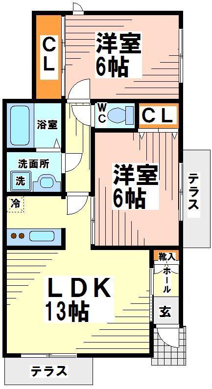 京王線 上北沢駅 徒歩15分 2階建 築10年(2LDK/1階)の間取り写真