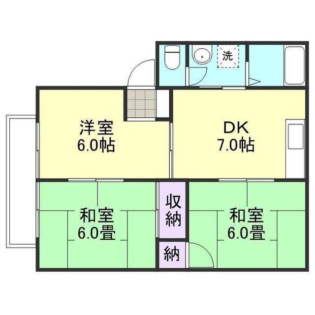 ファミリーハウス北畝A棟(3DK/1階)の間取り写真