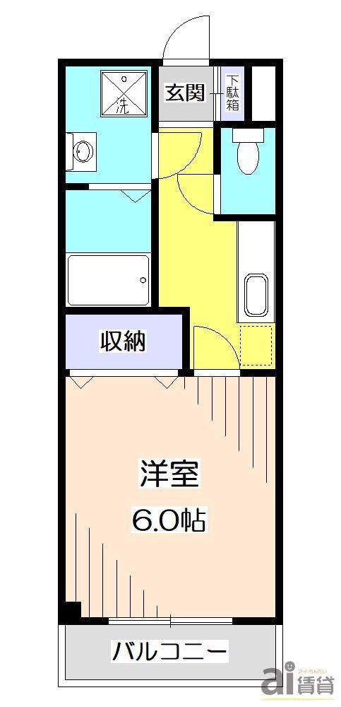 ブルースカイ(1K/1階)の間取り写真