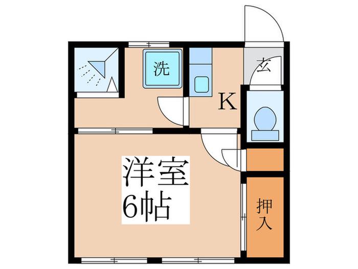 東田B棟(1K/2階)の間取り写真