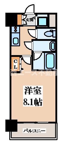 グランカーサ高井田(1K/14階)の間取り写真